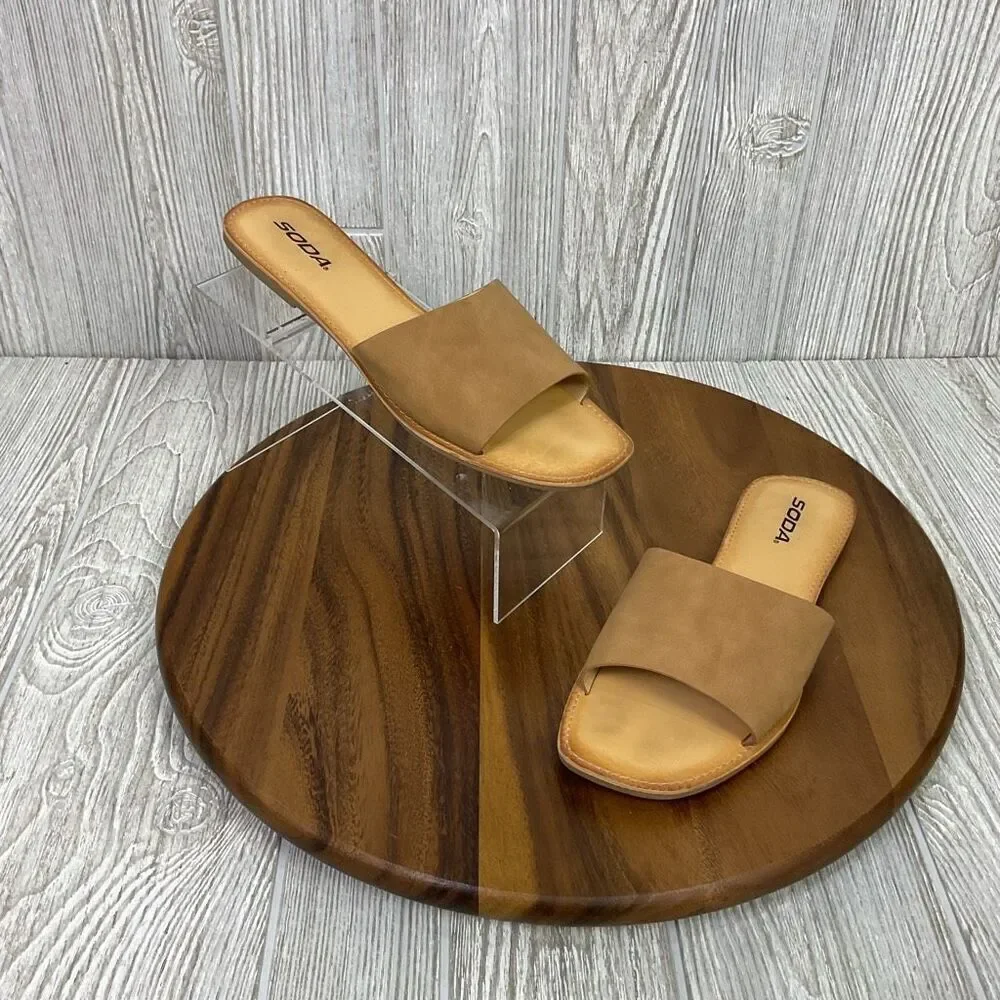 Soda Women's Size 11 Brown Suede Air Way Slip On Sandals Slides